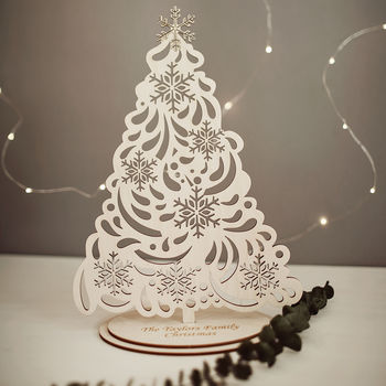 Personalised Christmas Tree With Snowflakes, 3 of 4