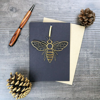 Manchester Bee Greetings Card With Hanging Keepsake, 4 of 6