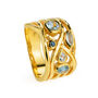 Gold Vermeil Cocktail Ring Blue Gemstones Liana, thumbnail 1 of 9