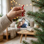 Personalised Couples 1st Christmas Acrylic Hanging Decoration Heart Bauble, thumbnail 3 of 5