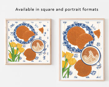 Stroopwafels And Coffee Over Tiles Art Print, 3 of 5