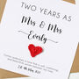 Personalised 2nd Anniversary Card With Cotton Heart, thumbnail 7 of 8