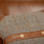 Tweed And Leather Belt Button Cushion Two Options, thumbnail 5 of 12