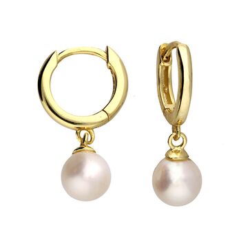 Chloe 18ct Gold Plate Pearl Huggies, 3 of 3