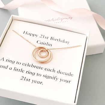 Rose Gold Plated 21st Birthday Necklace, 3 of 7