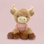 Personalised Harriet Highland Cow Soft Toy, Blue, thumbnail 2 of 7