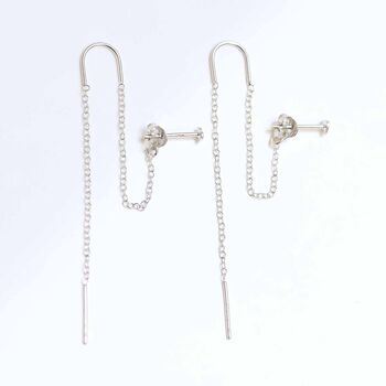 Sterling Silver Heart Threader And Chain Studs, 4 of 6