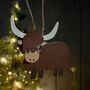 Tin Highland Cow Hanging Christmas Decoration, thumbnail 2 of 2