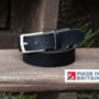 Handmade Black Leather Belt Men's English Leather 35mm Wide, thumbnail 1 of 10
