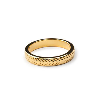 Olive Engraved Band Ring In 14k Gold Vermeil Plated, 3 of 11