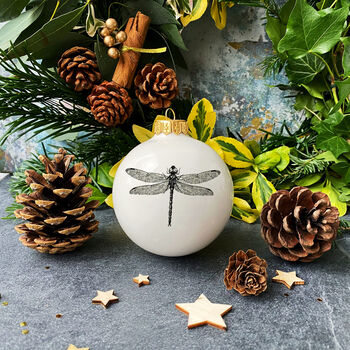 White Christmas Bauble With Dragonfly, 5 of 5