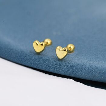 Sterling Silver Extra Tiny Heart Barbell Earrings, 6 of 12