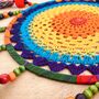 Large Rainbow Vegan Pom Pom Beads Dream Catcher, thumbnail 5 of 10