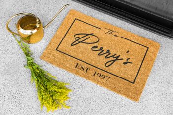 Personalised Coir Doormat With Name And Est Date, 5 of 8