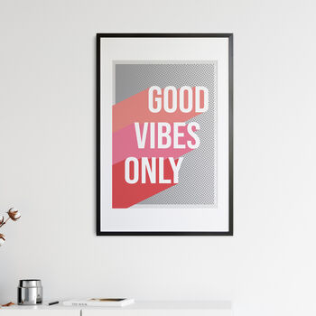 Good Vibes Only Halftone Block Print, 5 of 7
