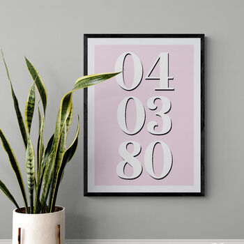 Personalised Custom Special Date Pink Wall Art, 6 of 7