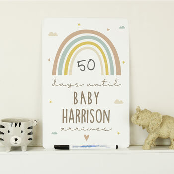 Personalised Baby Pregnancy Countdown Sign And Pen, 2 of 4