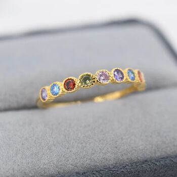 Multicolour Cz Infinity Ring In Sterling Silver, 6 of 11