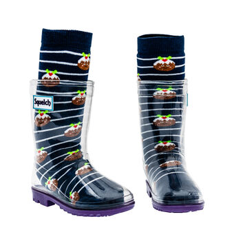 Squelch Transparent Wellies And Three Sock Set Hohoho, 6 of 6