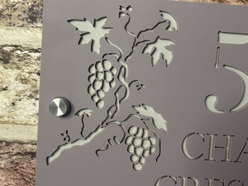 Personalised Grape And Vine Design House Sign Acrylic, 2 of 8