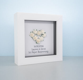 Personalised 1st Paper Anniversary Paper Roses Frame Gift, 2 of 4
