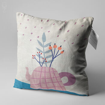 Abstract Teapot Cushion Cover Pink And Blue Colours, 3 of 7