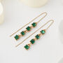 Emerald Green Crystal Threader Earrings, thumbnail 1 of 3