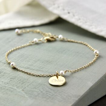 Silver Delicate Pearl Chain Bracelet, 2 of 10