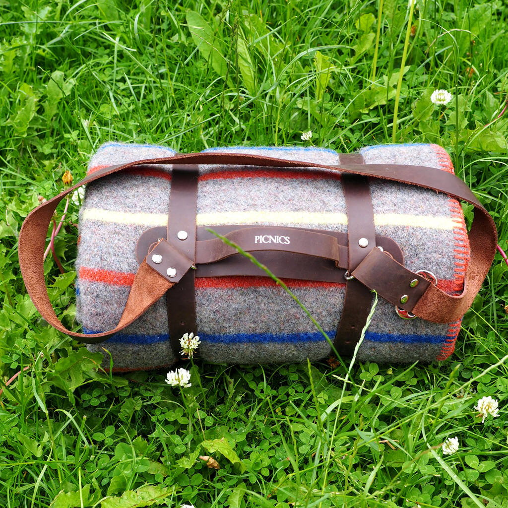 Personalised Leather Picnic Blanket Strap