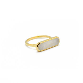 Sustainable 18 K Gold Vermeil Rainbow Moonstone Ring, 4 of 5