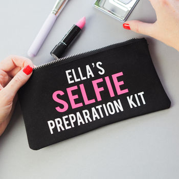 'Selfie Preparation Kit' Make Up Bag Personalised, 3 of 6