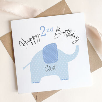 Personalised 1st / 2nd Birthday Card: Pink Or Blue Elephant Design, 8 of 9