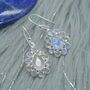 Floral Rainbow Moonstone Earrings: Silver Or Gold, thumbnail 11 of 11