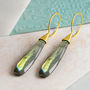 Labradorite Statement Gold Plated Silver Drop Earrings, thumbnail 1 of 6