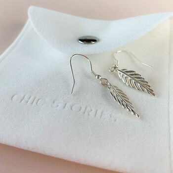 Sterling Silver Leaf Dangle Earrings, 2 of 5