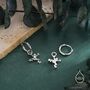 Sterling Silver Frog Huggie Hoop Earrings, thumbnail 3 of 10