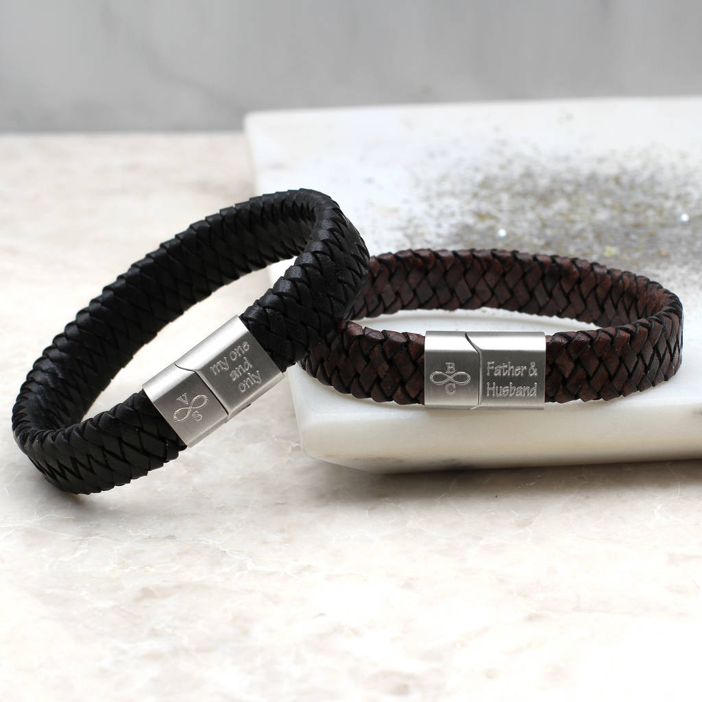 valentine's mens personalised infinity leather bracelet by hurleyburley ...