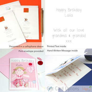 Personalised Rag Doll New Baby Girl Card, 9 of 9