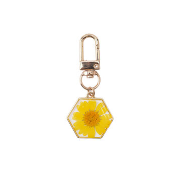 Yellow Daisy Flower Resin Keyring Bag Key Charm, 3 of 3
