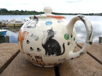 Two Cup Teapot In Cats And Kittens Design, 3 of 10