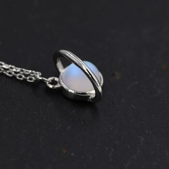 Moonstone Planet Necklace In Sterling Silver, 4 of 10