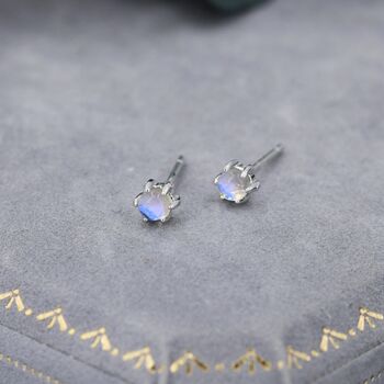 Sterling Silver Moonstone Stud Earrings, 2 of 12
