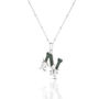 Solid Silver N Initial Necklace With Green Marble, thumbnail 2 of 6