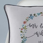 Floral Personalised Wedding Cushion, thumbnail 3 of 5
