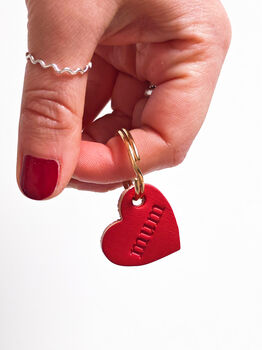 'Mum' Leather Heart Keyring, 6 of 9