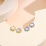 Sterling Silver Moonstone And Cz Sun Stud Earrings, thumbnail 6 of 11