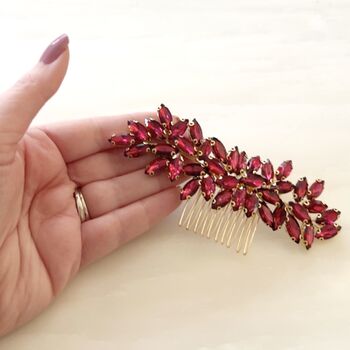 ‘Enya’ Wine Red Crystal Hair Comb, 2 of 5
