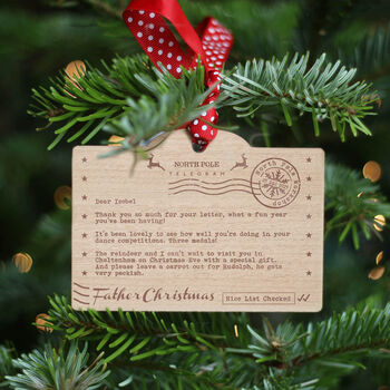 Personalised Telegram From Santa Christmas Tree Decoration, 4 of 8