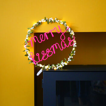 Merry Kissmas Mistletoe Fairy Light Wreath, 2 of 2