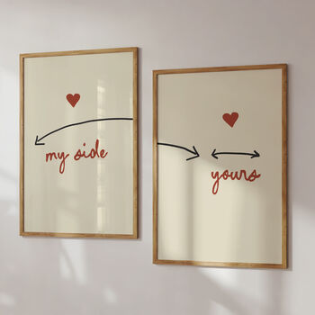 My Side And Your Side Set Of Bedroom Prints, 10 of 11